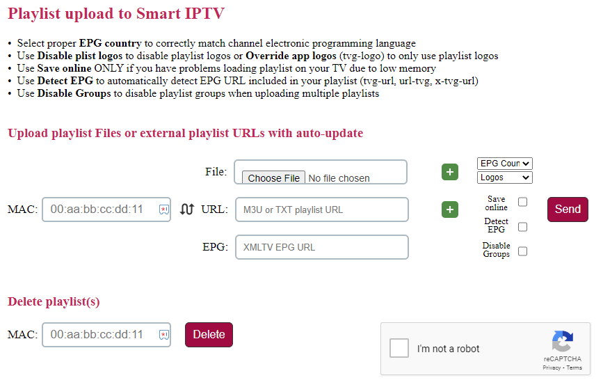 Select Send to stream Polar Media IPTV 