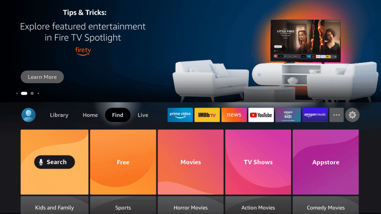 Select Settings to stream Velocity IPTV