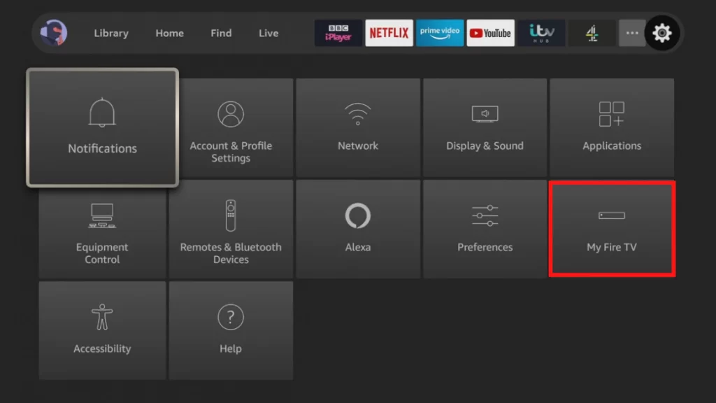 Choose my fire tv from the menu