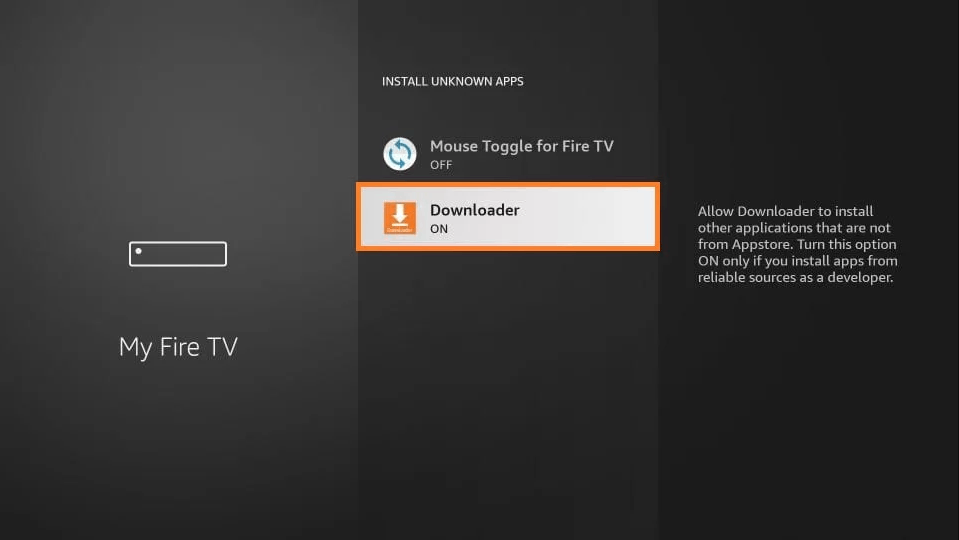 Enable Downloader to sideload Cyber IPTV