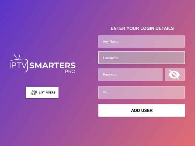 Select Add User to stream Cyber IPTV