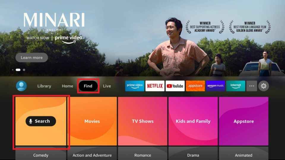 Select Find to stream DC Streams IPTV