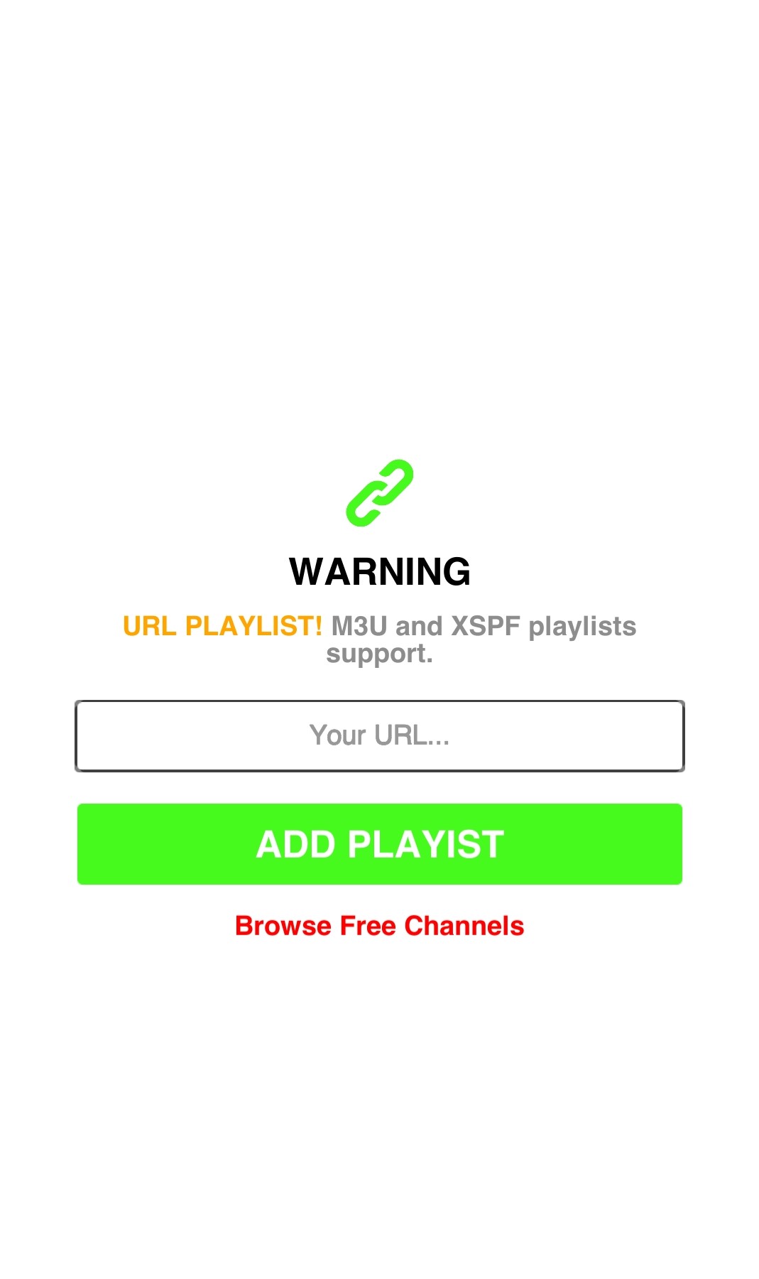 Select Add Playlist to stream Ice Flash OTT IPTV