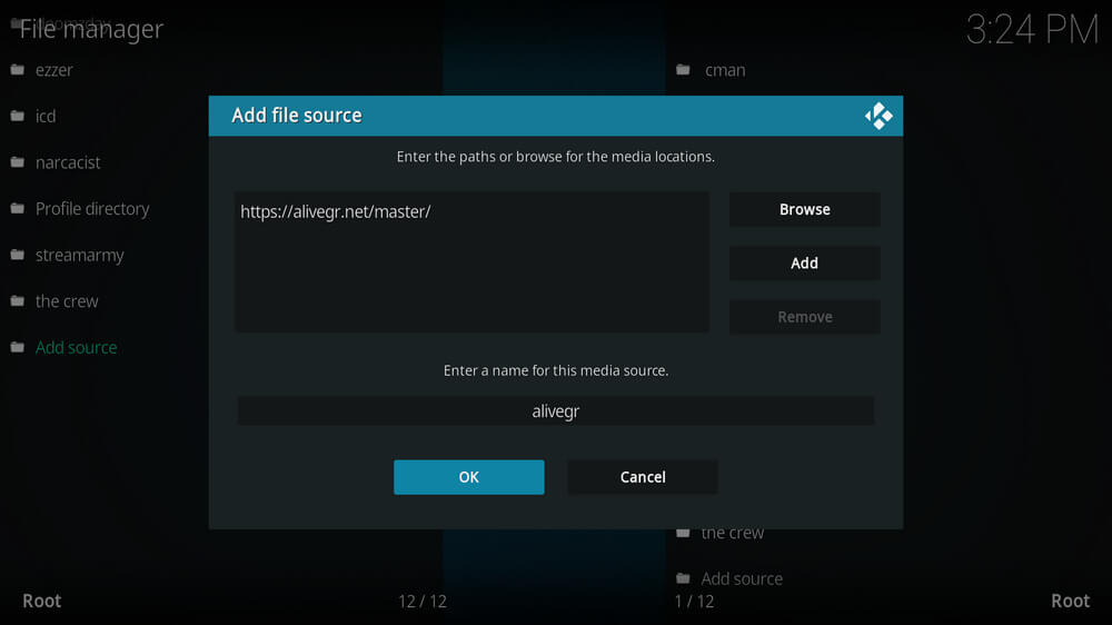 Select OK to stream Excursion TV IPTV