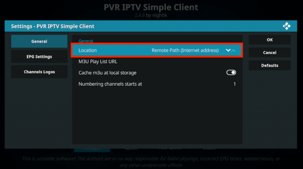 Select Remote Path(Internet address) to stream Ezee Streams  to stream Ezee Streams 