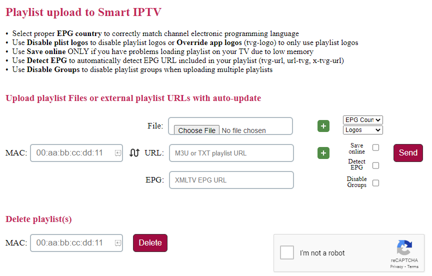 Select Send to stream First Class IPTV