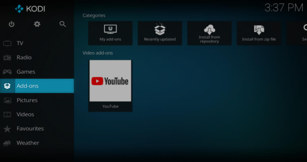 Select Add-ons to stream IPTV Pro