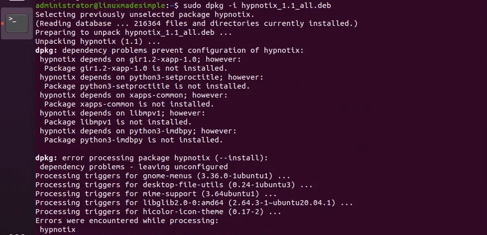 unpack hypnotix package to IPTV on Linux