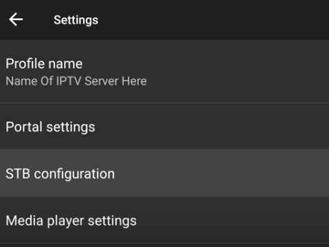 Select STB Configuration to stream Vap Stream IPTV