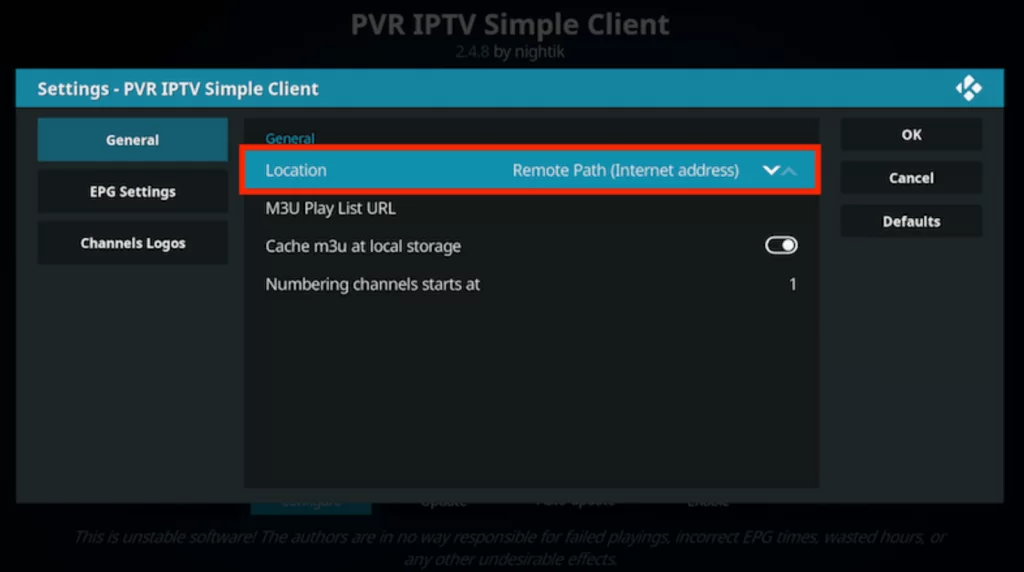 Click the Location option to get Diginovva Iptv