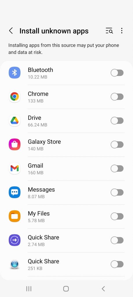 Choose the Brower to enable Install Unknown Apps