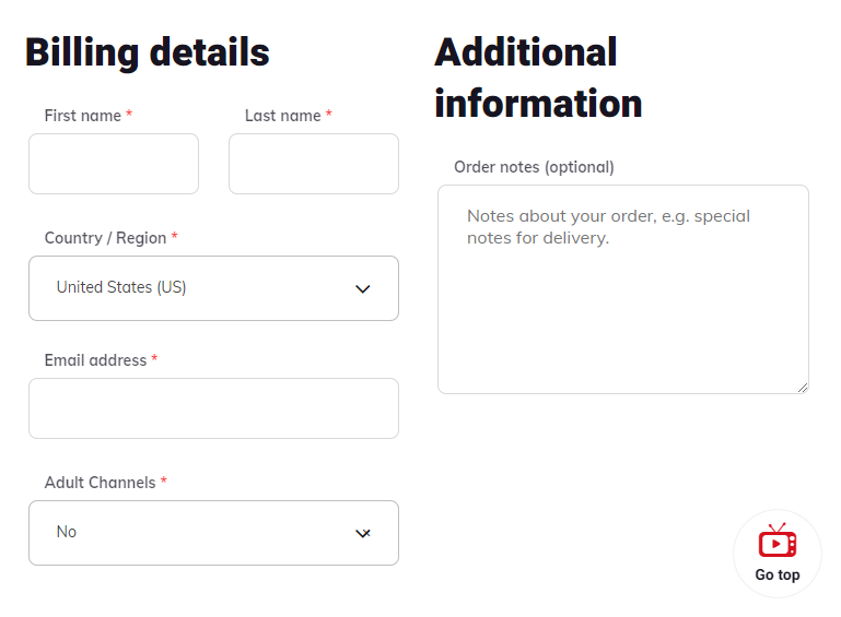 billing details of TV Subscription IPTV