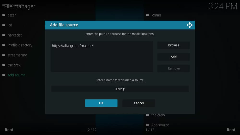 Add file source Area 51 IPTV