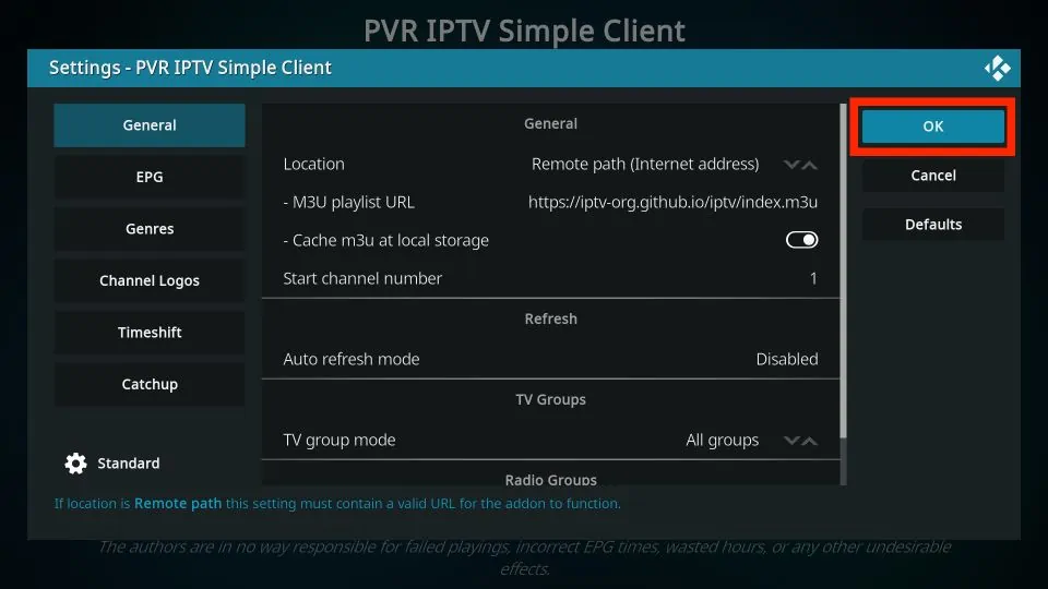 Select OK - BestBuy IPTV