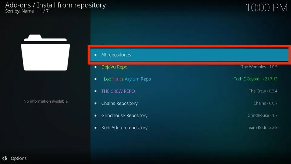 Select All repositories