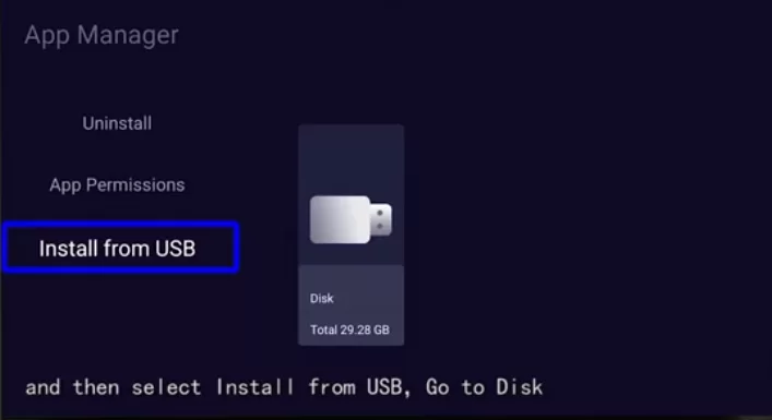 Select Install from USB - Install OTT Navigator IPTV