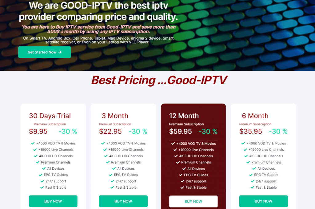 Subscription plans for good iptv