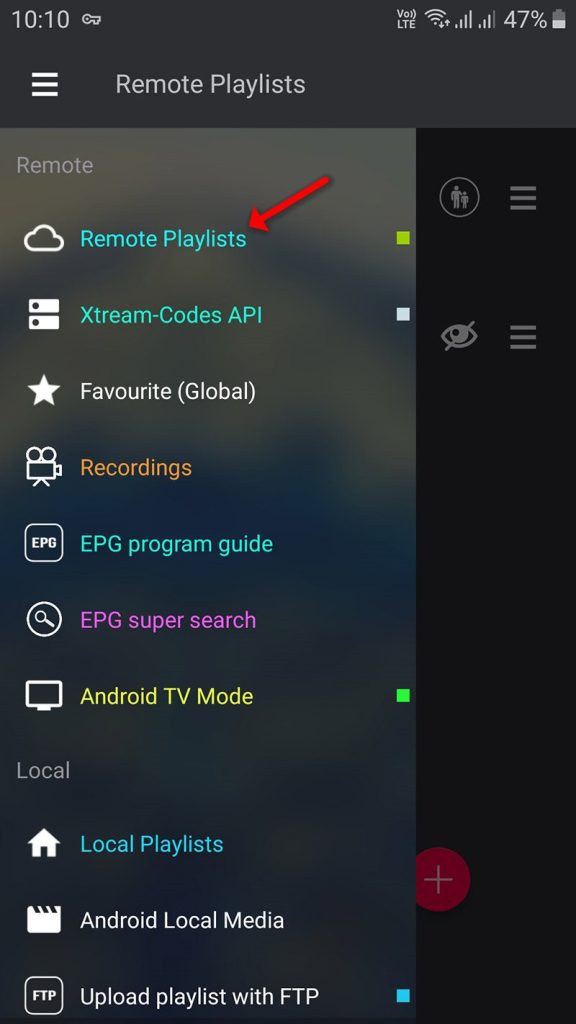 choose Remote Playlists on GSE Smart IPTV