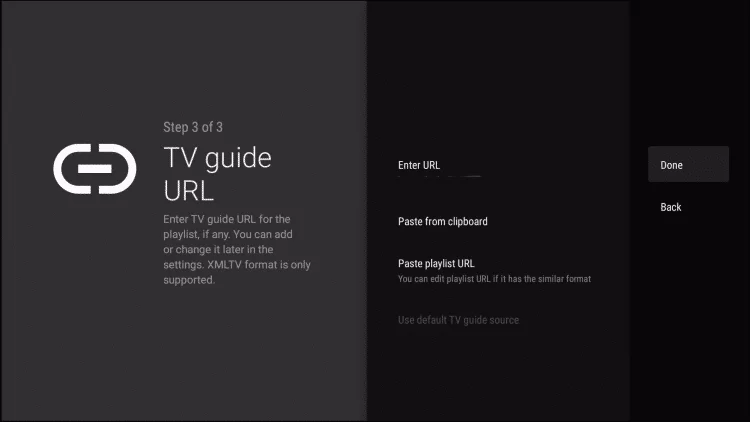 tap the Done button to get IPTV on JVC TV 