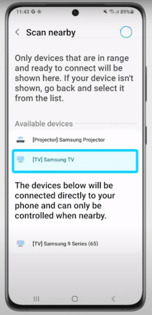  Select your Samsung Smart TV name