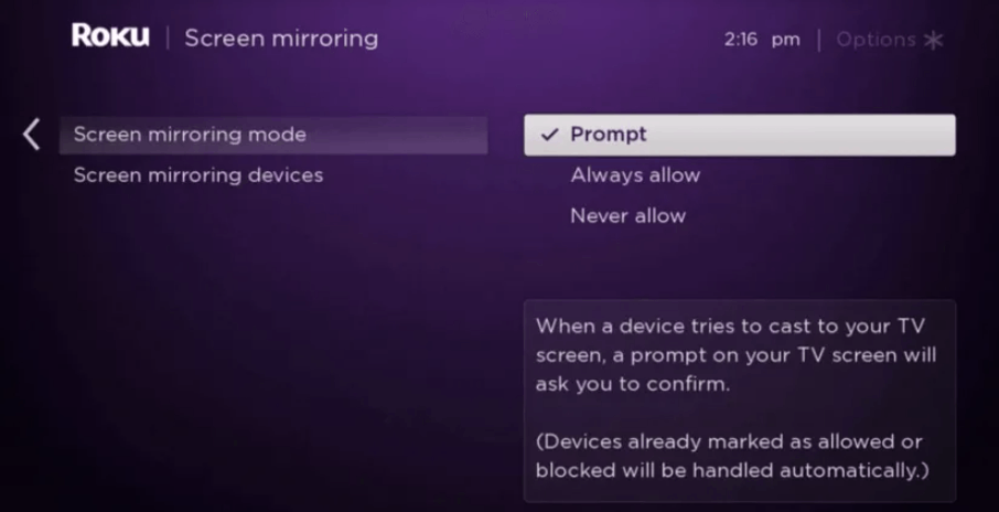 Enable screen mirroring