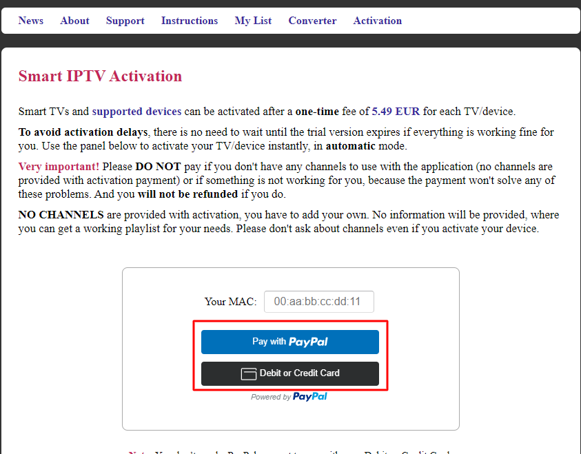 Complete the payment process - Smart IPTV