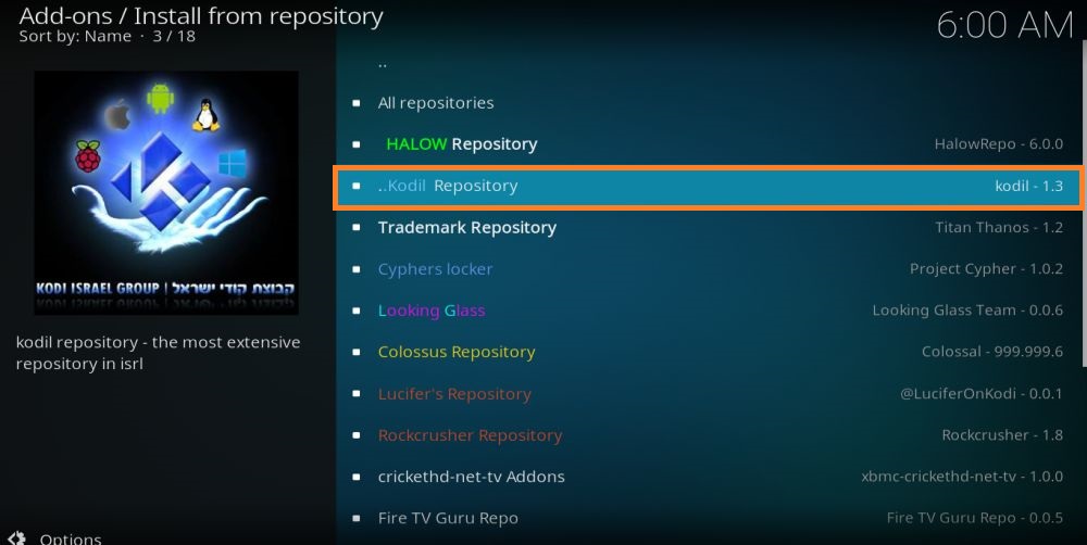  Choose Kodil Repository 