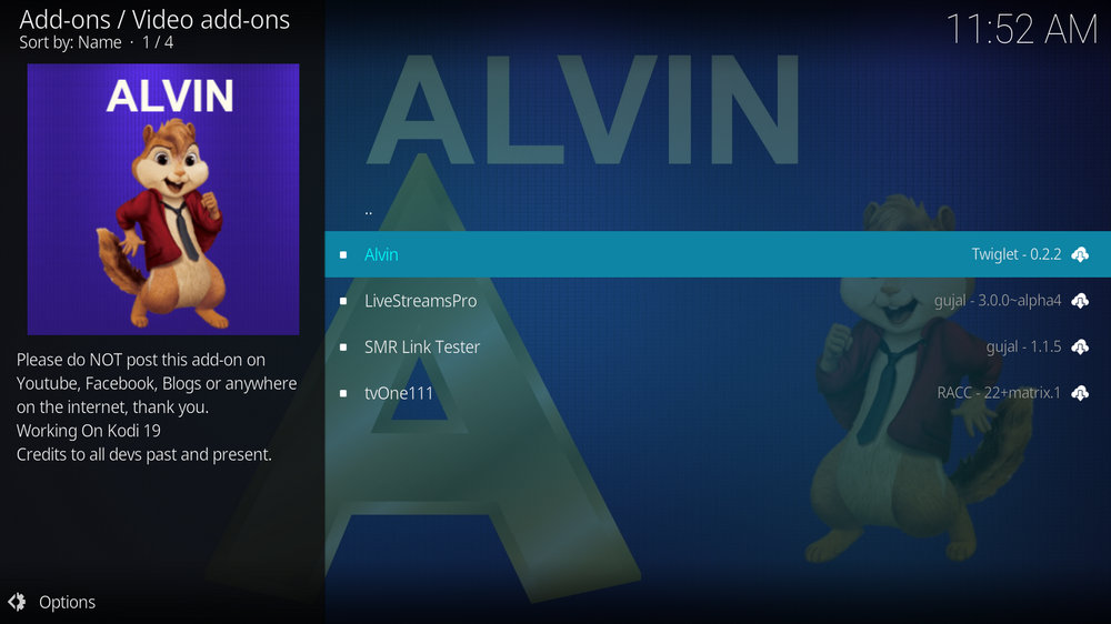 Alvin Addon on kodi