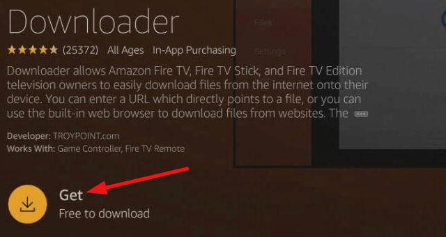 Click Get to install Downloader on Firestick