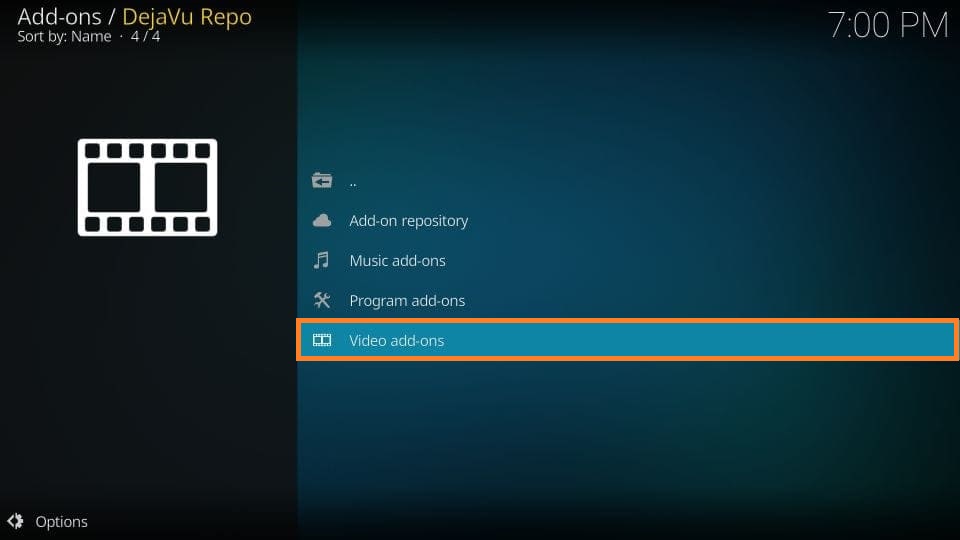 Click Video add-ons to get DejaVu Kodi Addon