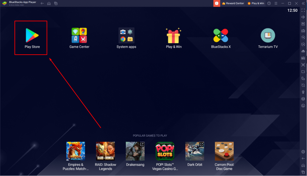 Launch Google Play Store on BlueStacks