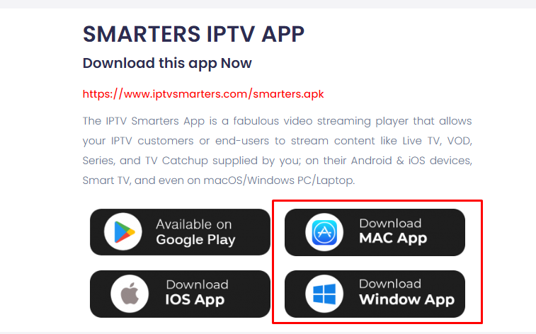 Click the Download button to download IPTV Smarters Player