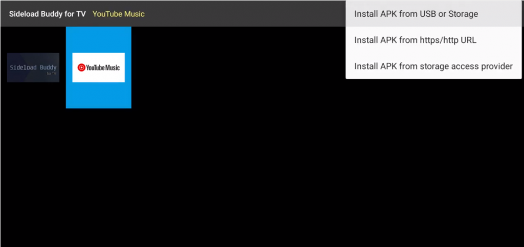 Select Install APK from USB or sTORAGE - Watch IPTV on Nvidia Shield TV