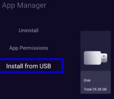 Choose Install from USB to install Liquid IPTV on Smart TV