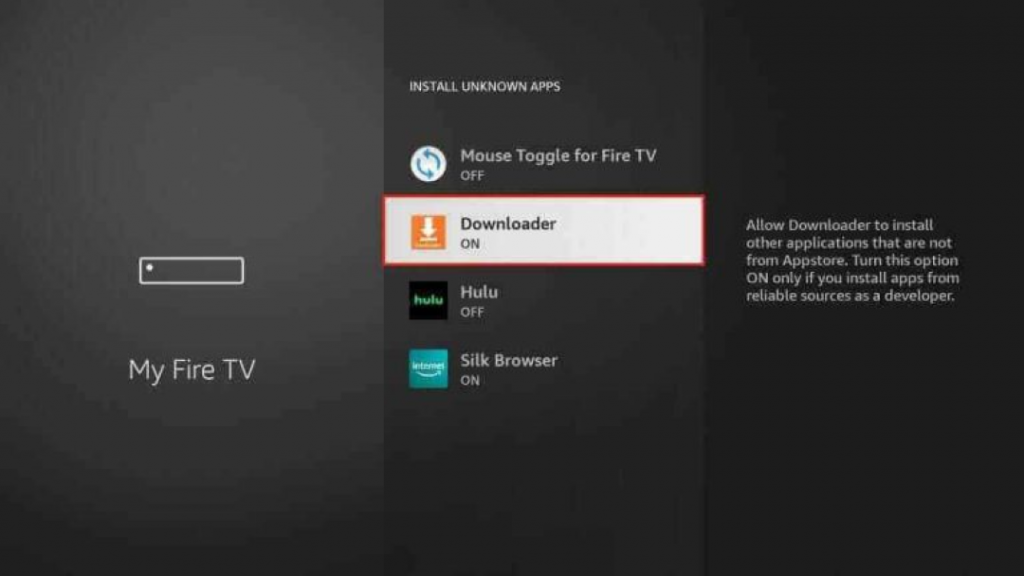 Enable the downloader app on firestick