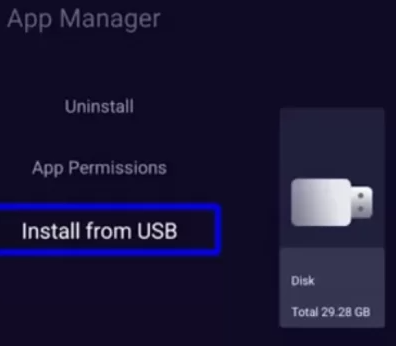 Select Install from USB option to install Maxstrim IPTV on Smart TV