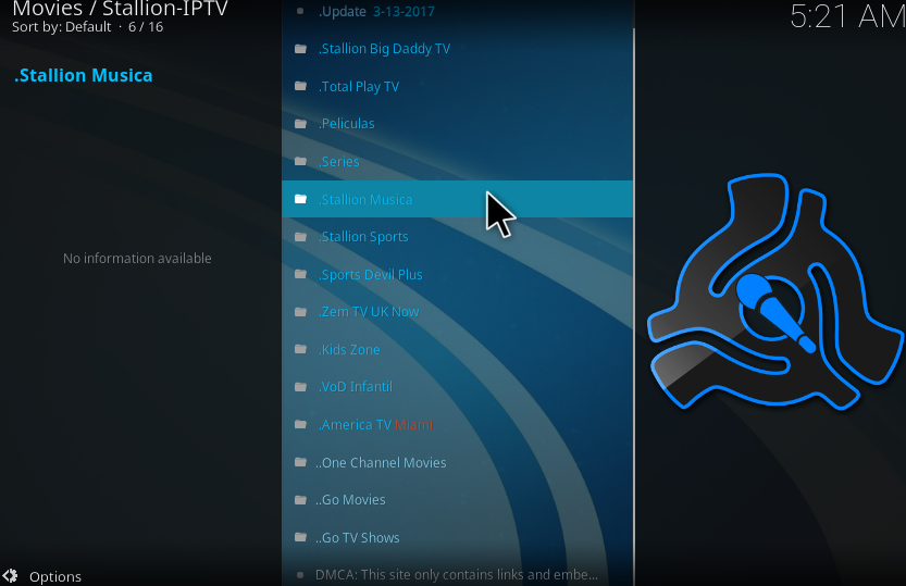 home screen of Stallion IPTV
