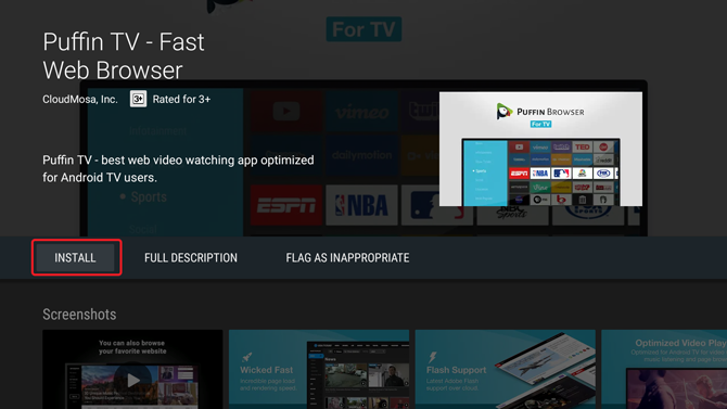 Install Puffin TV browser