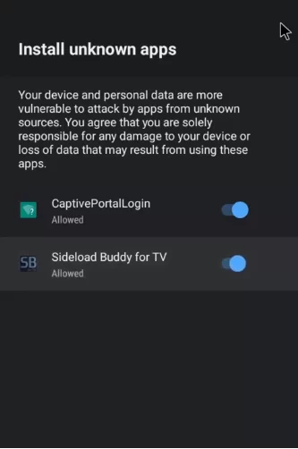 Toggle on Sideload Buddy for TV