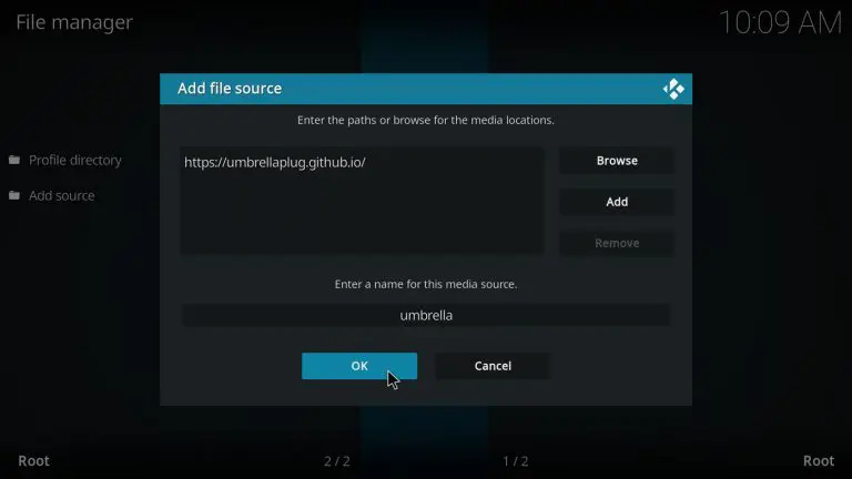 Click Ok button to download Umbrella Kodi Addon 