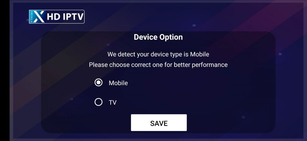 Select your device type