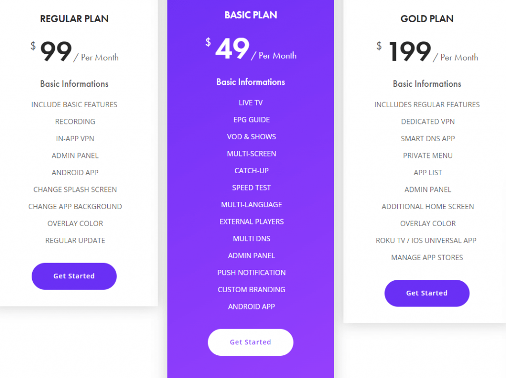 Select Get Started in IPTV Smart Purple Player