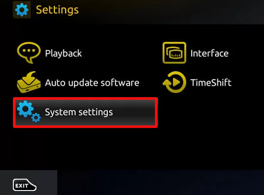 Click on System settings