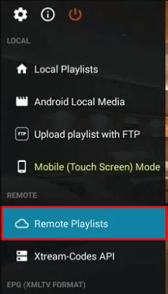 Click on Remote playlist option