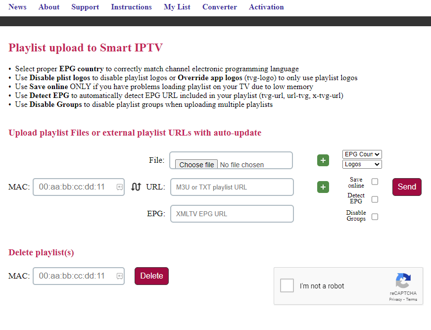 Enter M3U URL of Necro IPTV