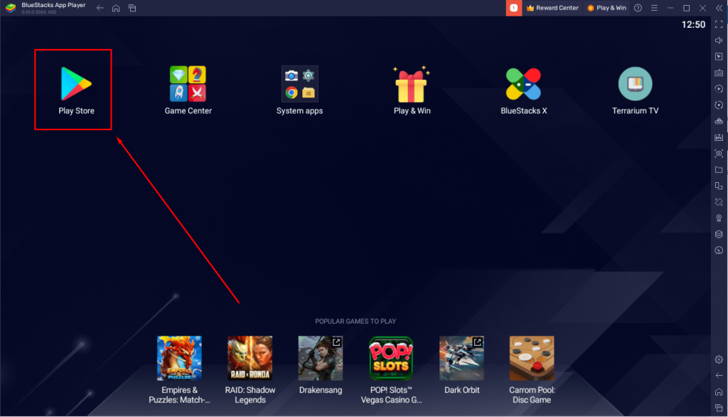 Launch Play Store on BlueStacks