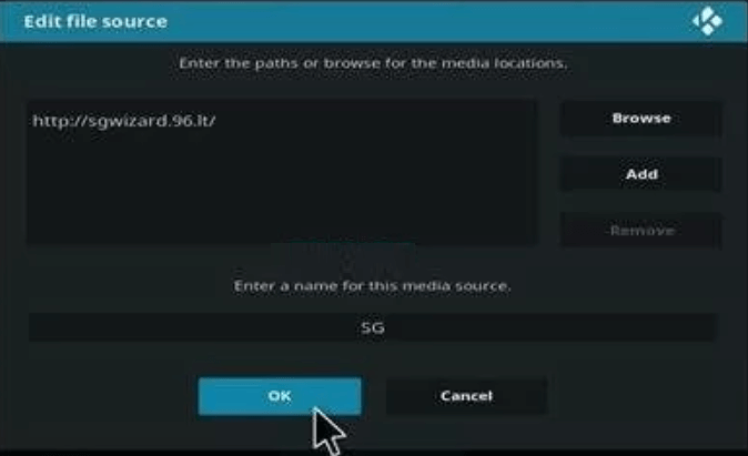 Enter SGTV Kodi addon repository link