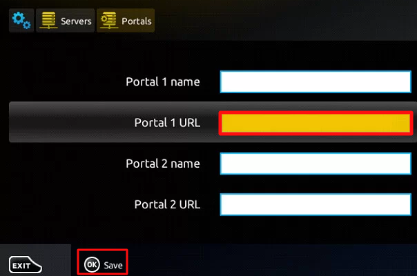 Enter Sens IPTV M3U URl on Portal 1 URL field