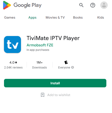 Click on the Install button to stream Beast IPTV on TiviMate