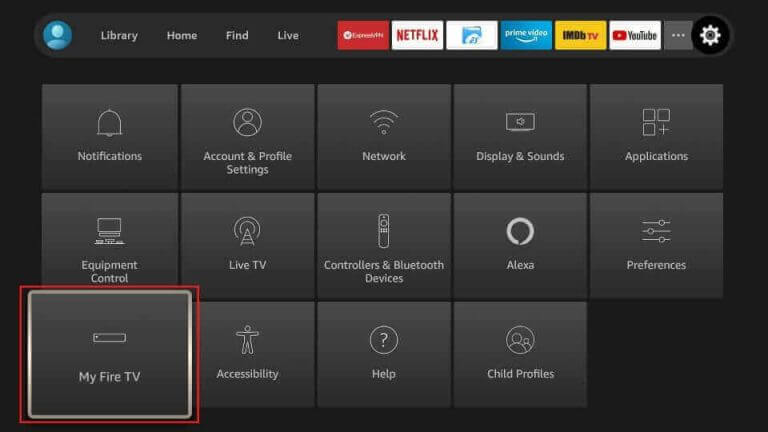 Select My Fire TV to stream Cobra Hosting IPTV